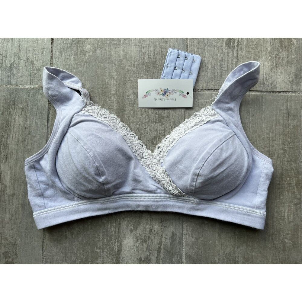Maternity Nursing Bra Cotton Pregnancy Wireless Breast Feeding Wire Free Sleep L - Picture 3 of 9